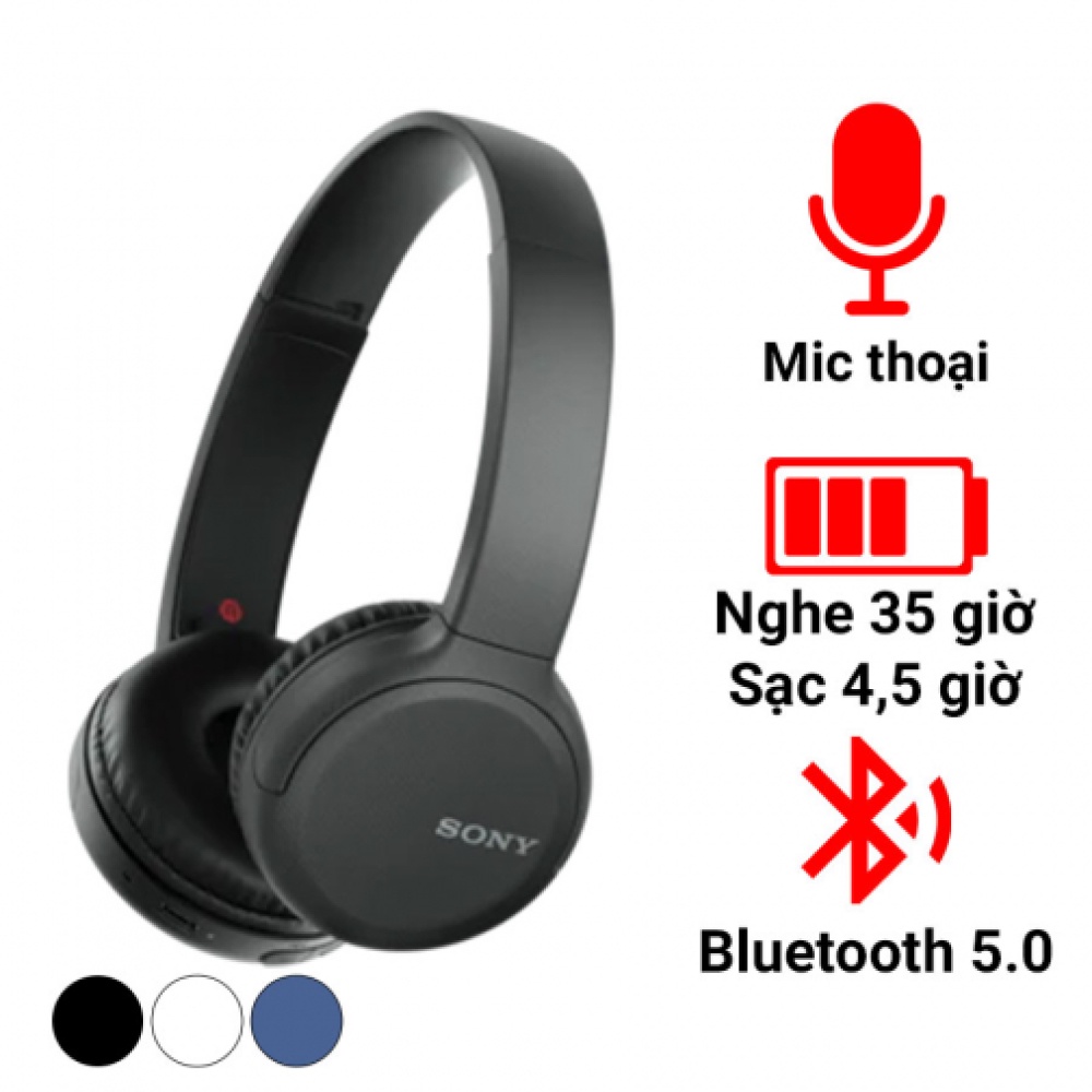 Tai Nghe Bluetooth Không Dây Sony WH CH510 - Hàng Chính Hãng - Có Xuất VAT