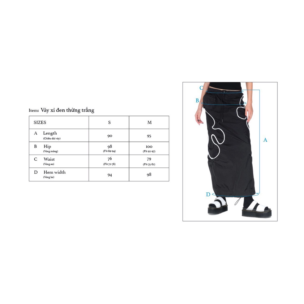 Chân váy dù đen HB