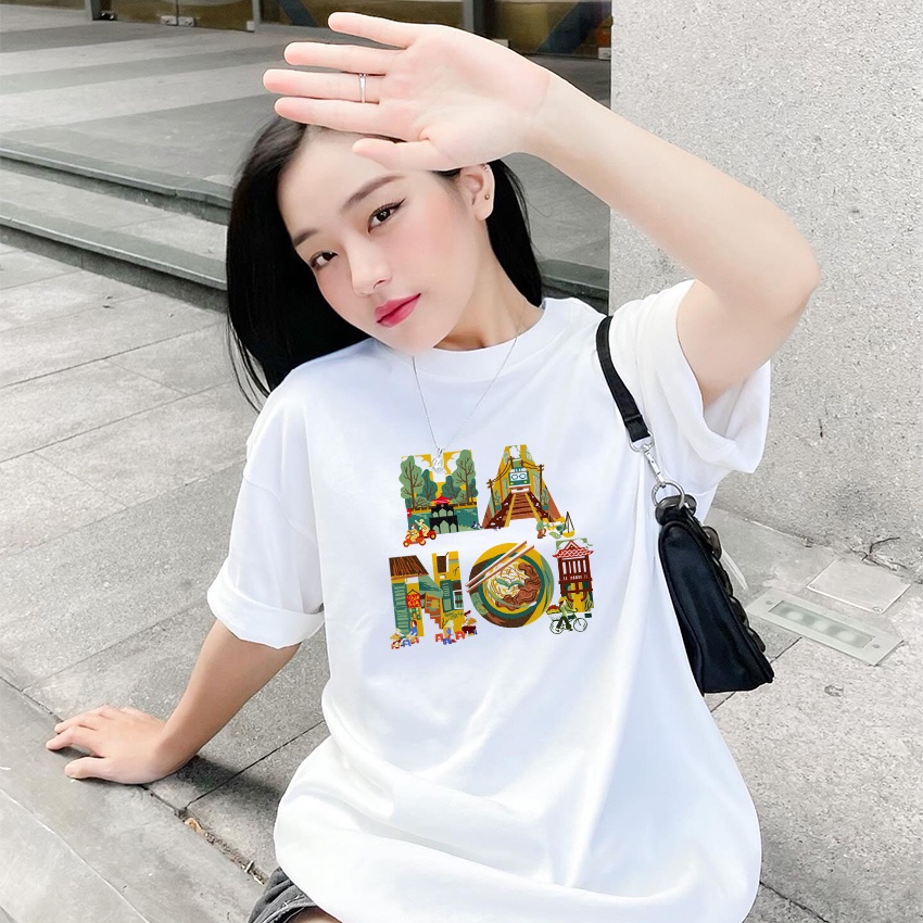 Áo Thun Unisex BEEHAPPY 100% Cotton in chữ HÀ NỘI nghê thuật CHN00