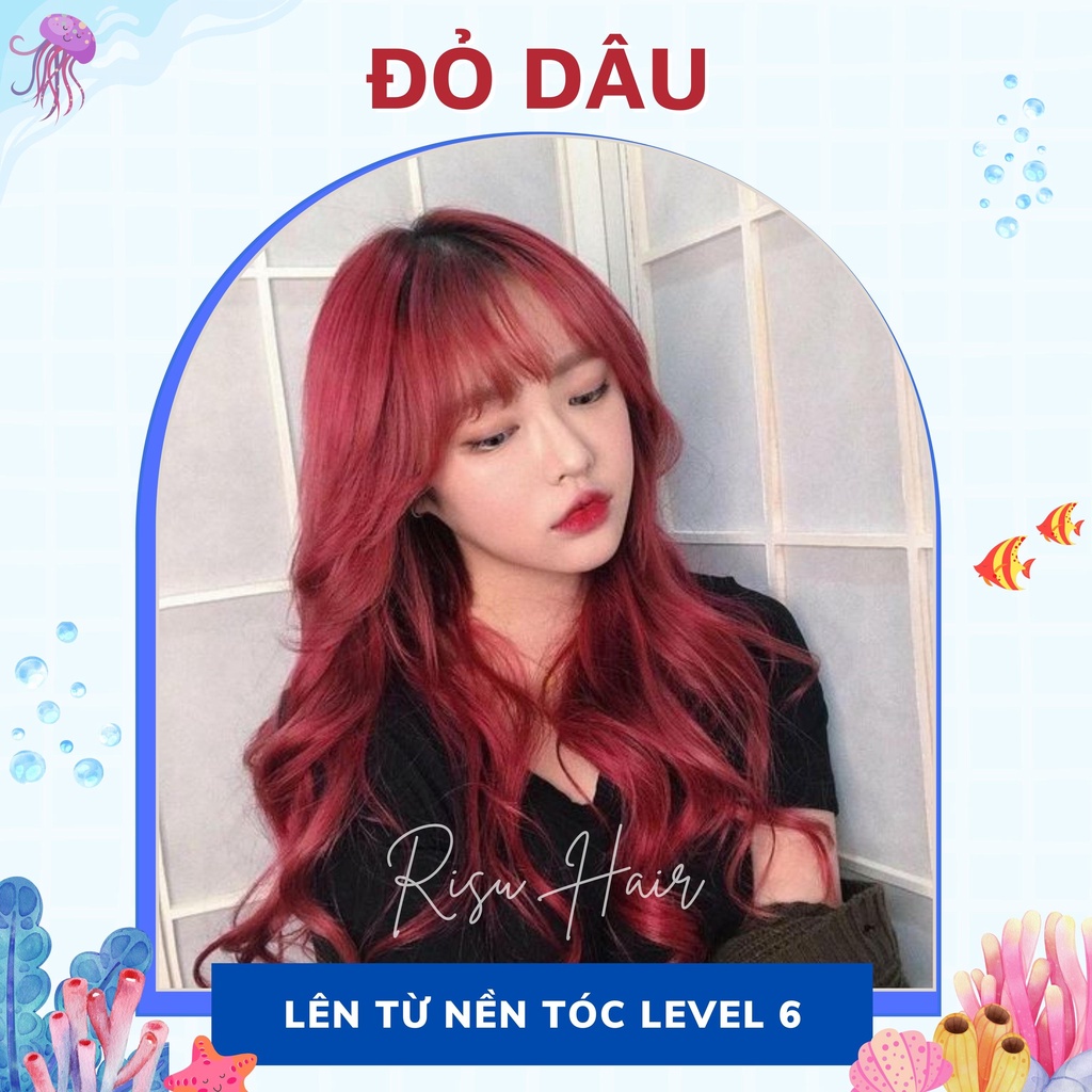 Thuốc Nhuôm Tóc Màu Đỏ Dâu, Không Tẩy - Risu Hair.