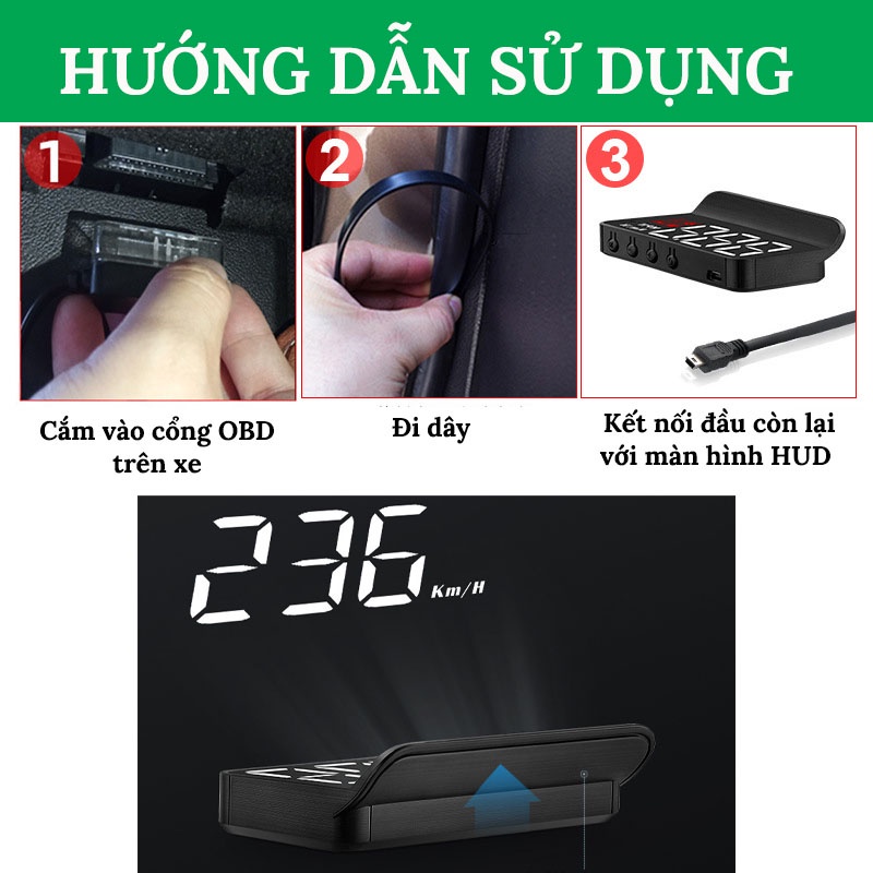 HUD Hiển Thị Tốc Độ Kính Lái Ô Tô M3, C100 Cắm Nguồn OBD2 HD Chất Lượng Cao CarZone.Top | BigBuy360 - bigbuy360.vn