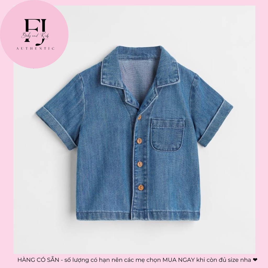 Áo sơ mi trẻ em chính hãng HM, áo bé trai Áo sơ mi jean xanh, hàng hiệu cho bé