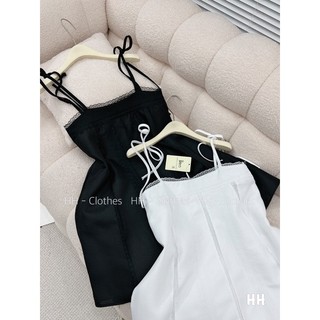 Váy đũi phối ren 2 dây buộc nơ