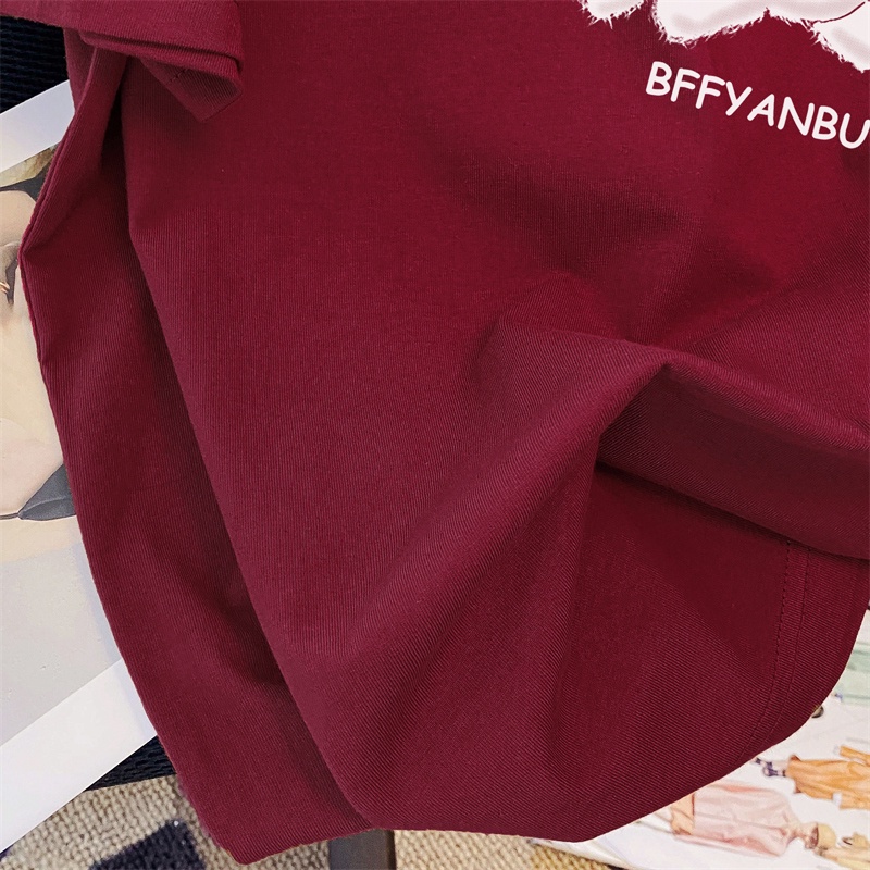 Áo thun SUXI tay ngắn cổ tròn dáng rộng cotton in họa tiết thời trang mùa hè cho nữ