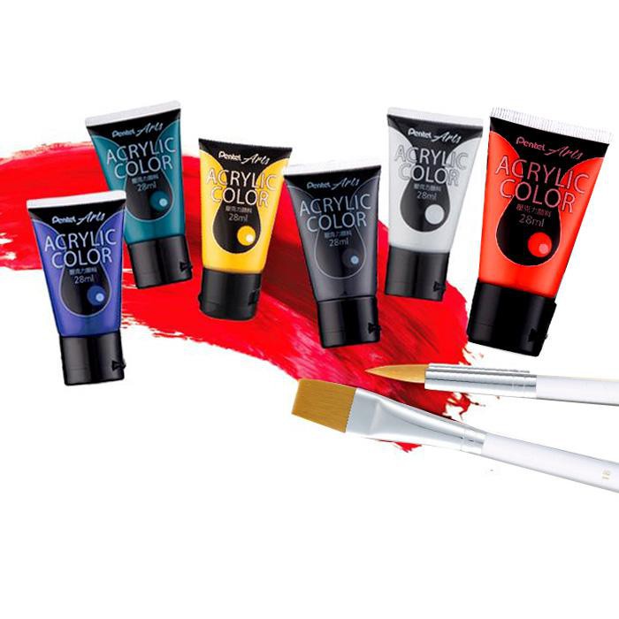 Bộ Màu Acrylic Pentel WA2-12| Vẽ Trên Mọi Chất Liệu (Vải/Đá/Tường/Gỗ/Sứ) Dung Tích 28ml 12 Màu