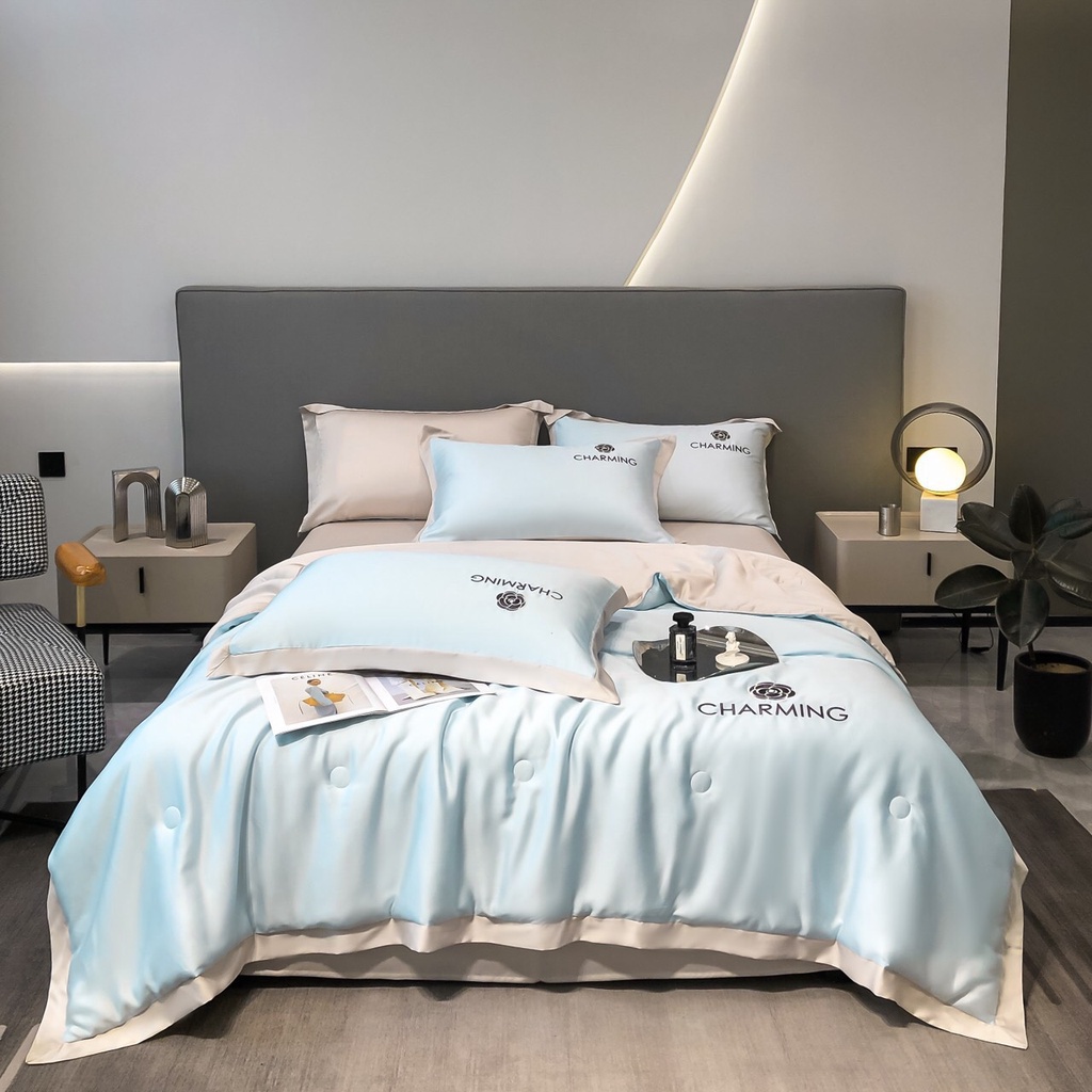 Bộ chăn ga gối chần bông phi lụa Charming MD.Decor - Bedding nhập khẩu cao cấp êm mềm nhiều kích thước M6/M8