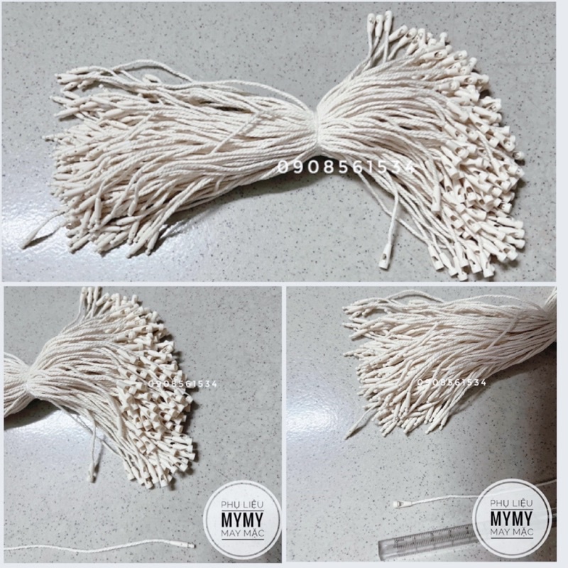 Dây tag treo nhãn mác sợi Cotton Kem Trắng Đen - 1000 sợi