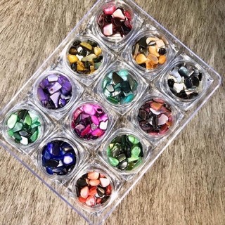 Set xà cừ sỏi trang trí nail 12 màu