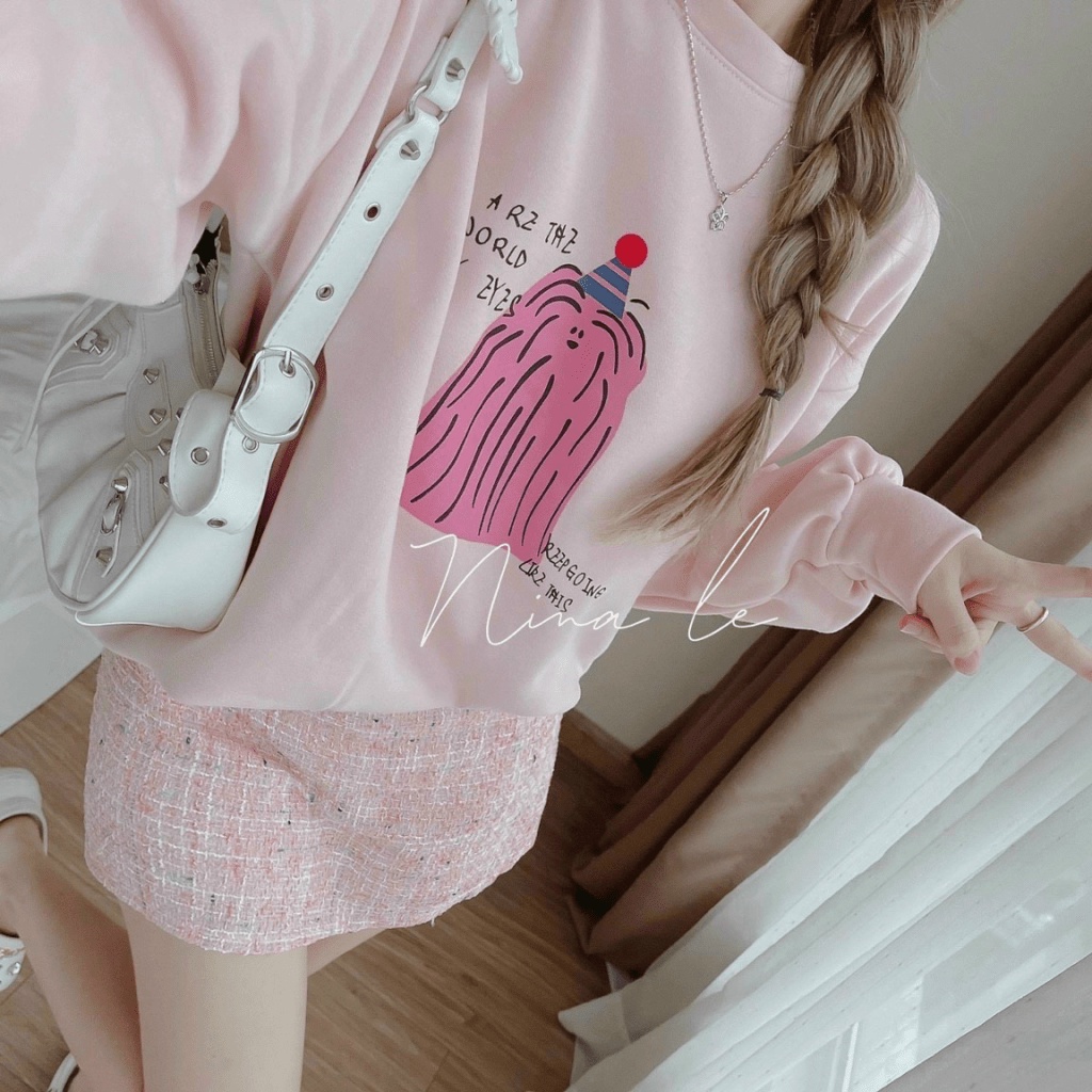 (MẪU MỚI) SIÊU SALE SÉT ÁO NỈ VÁY DẠ THIẾT KẾ ÁO TAY DÀI PHỐI CHÂN VÁY VÔ CÙNG DỄ THƯƠNG KHI ĐI CHƠI CN SHOP HHP