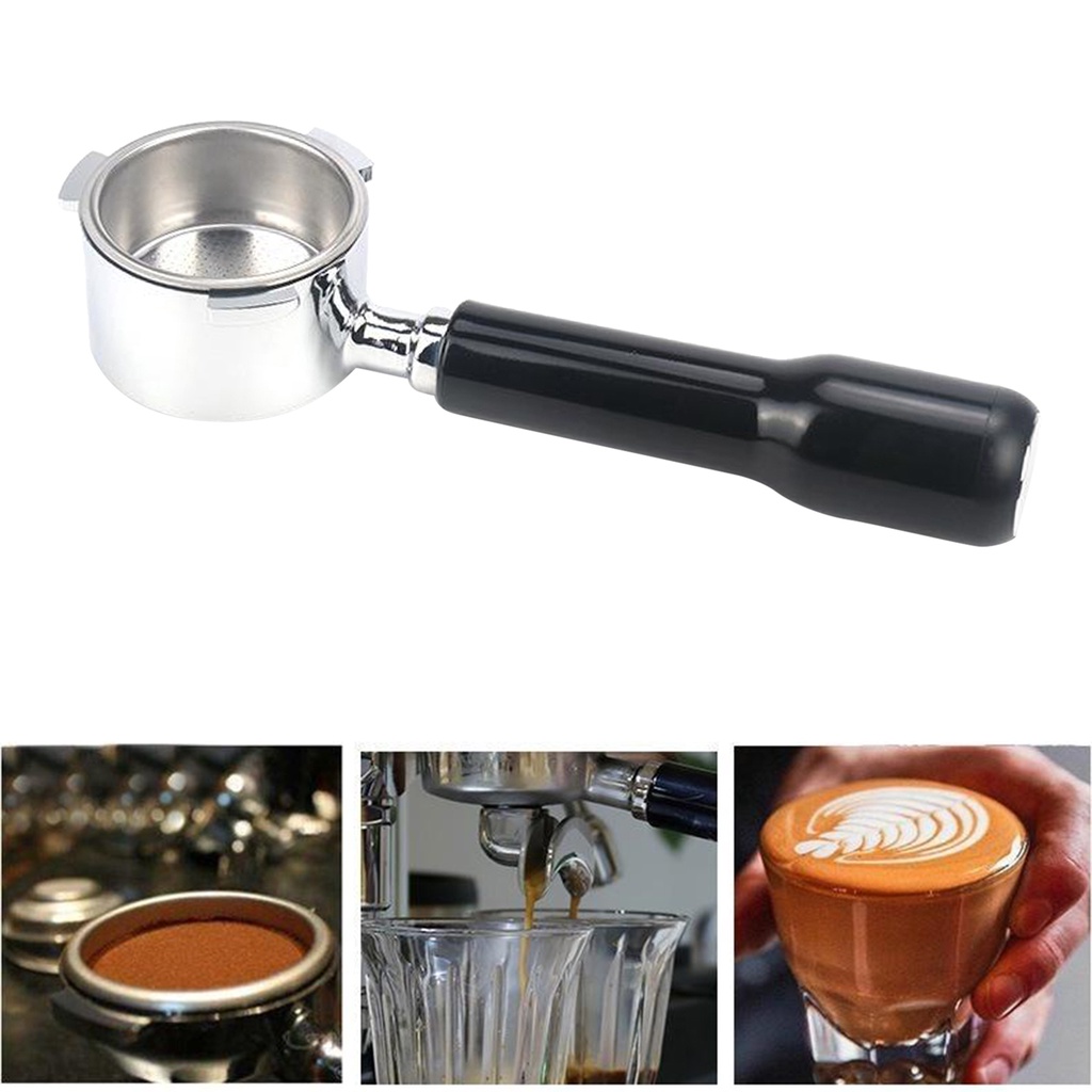 Bộ lọc không đáy shamjina cho máy pha cà phê Delonghi với tay cầm bằng nhựa màu đen 51mm