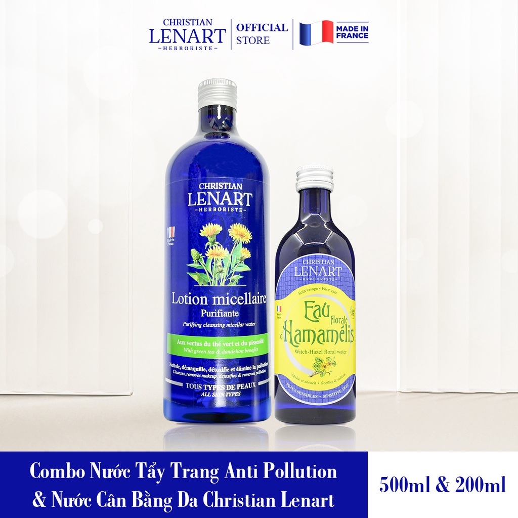 Combo Nước Tẩy Trang Micellar Trẻ Hóa Da 500ml Và Nước Cân Bằng Da Christian Lenart 200ml