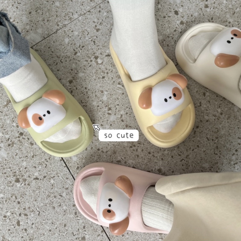 Dép Bánh mì quai ngang gắn mặt chó Cute 2023
