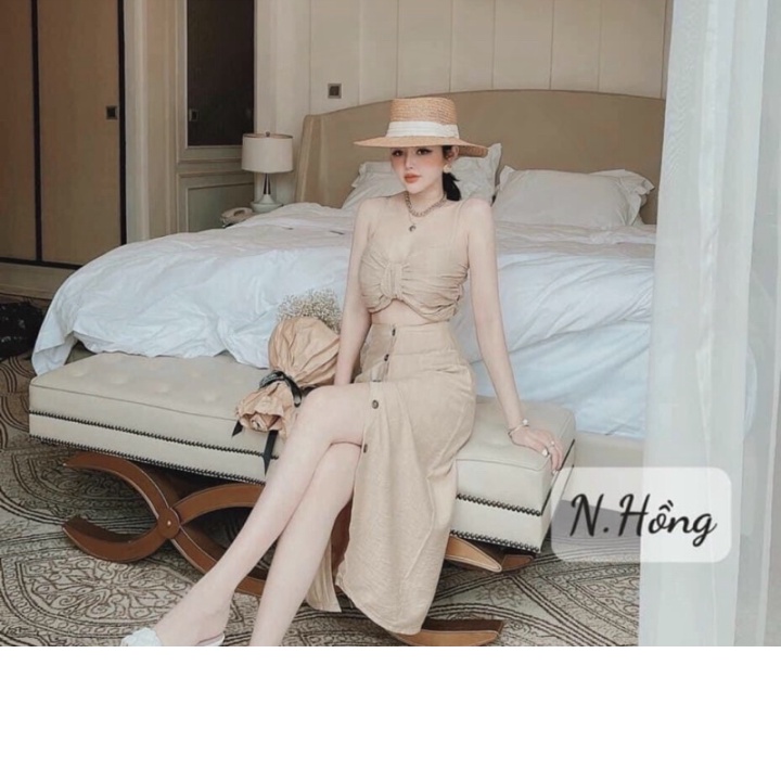 (Qùa tặng) Set lụa đi biển, bikini 2 mảnh gồm áo 2 dây kèm chân váy dài đi biển sexy sang chảnh, Bikini 2 manh, đồ đi bi