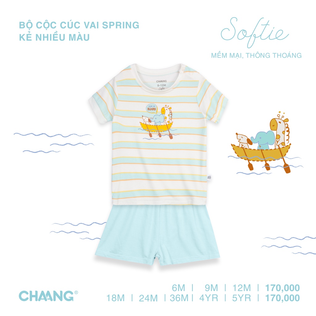 [CHAANG] Bộ cộc cúc vai Spring kẻ nhiều màu