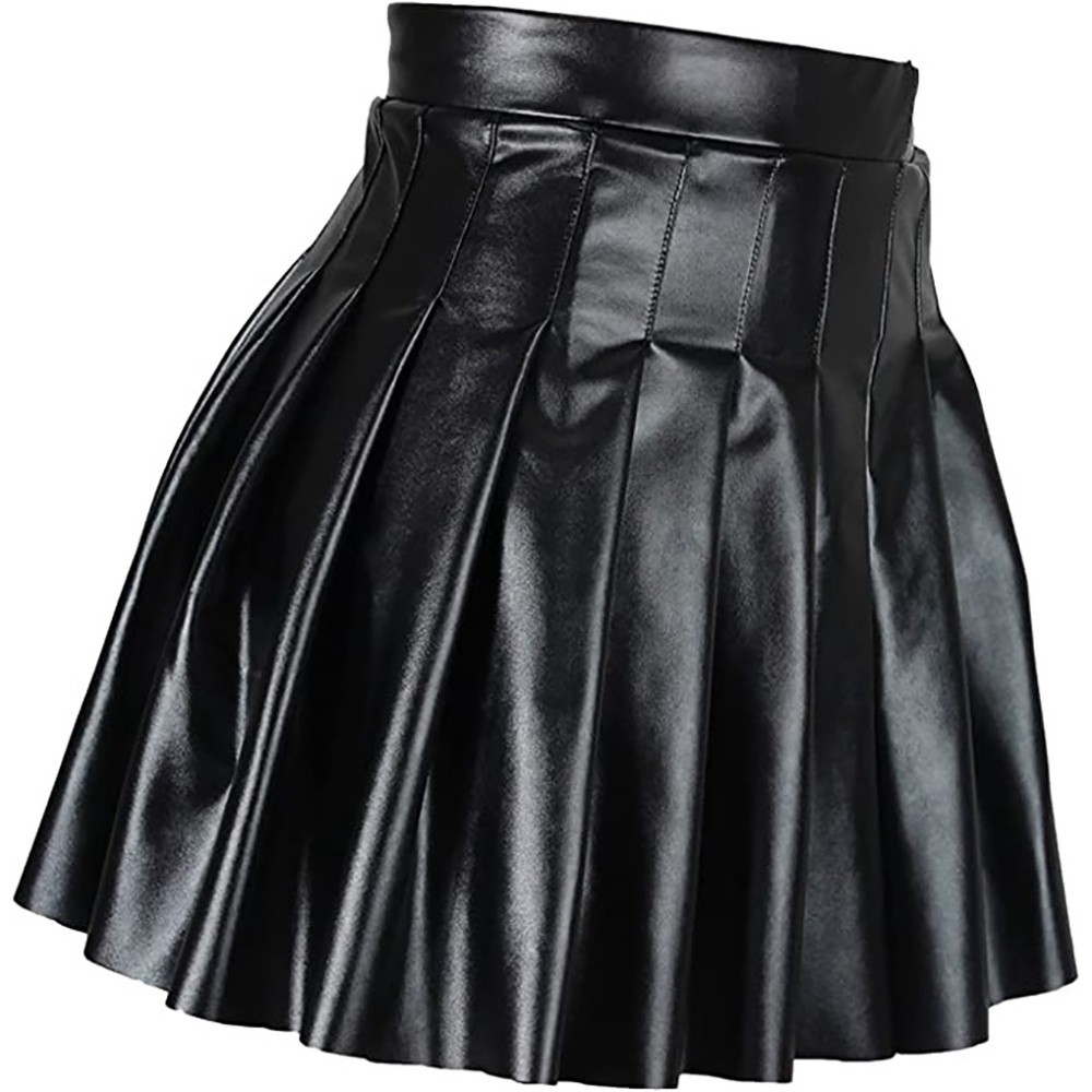 Chân váy da xếp ly có lót quần Pleated Skirt Leather