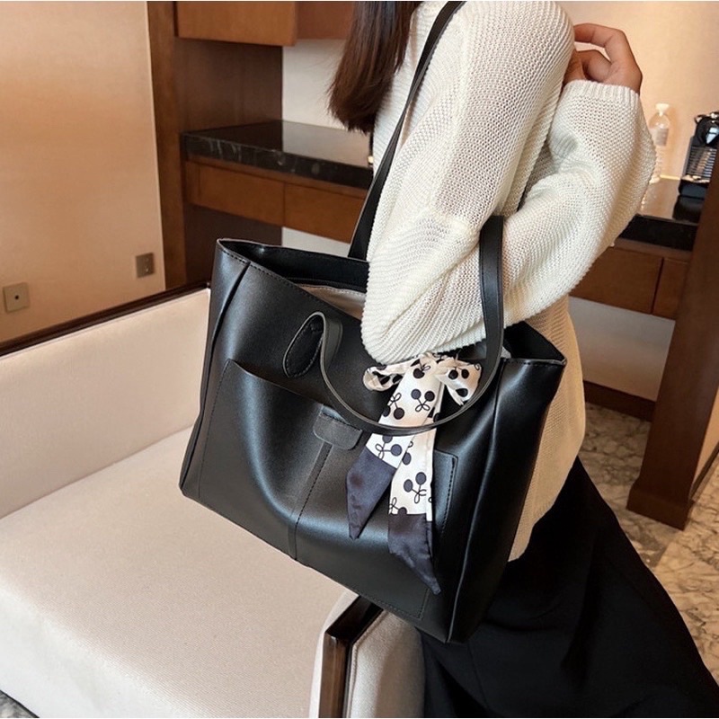Túi xách nữ tote công sở KHĂN da đựng sách vở quần áo laptop tặng kèm khăn T650