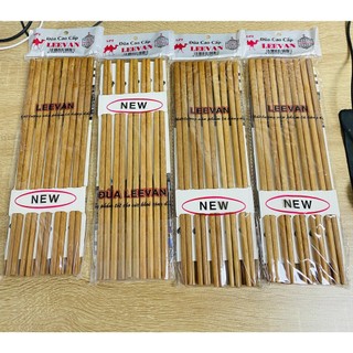 Set 10 đũa gỗ Leevan, đũa ăn cơm bằng gỗ tự nhiên