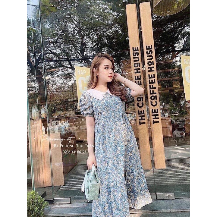 VÁY BẦU,ĐẦM HOA NHÍ,CỔ SƠ MI TRẮNG CỰC XINH