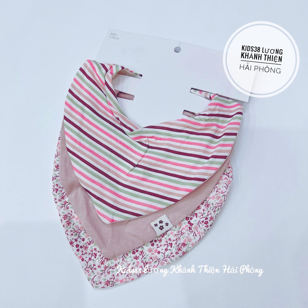 Set khăn yếm cổ cotton cho bé trai bé gái HM Auth chính hãng