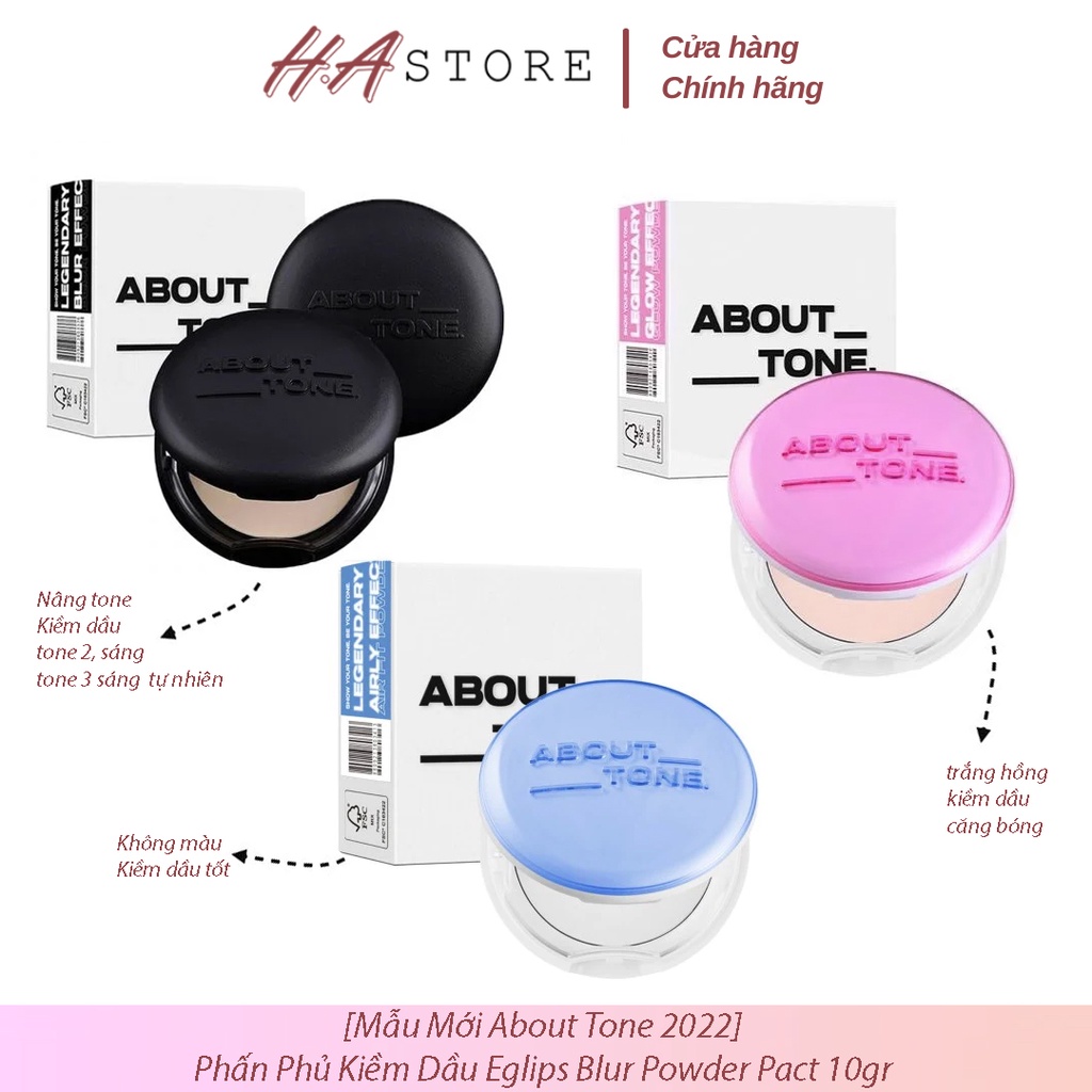 [Mẫu Mới About Tone 2022] Phấn Phủ Kiềm Dầu Eglips Blur Powder Pact 10gr Hastore