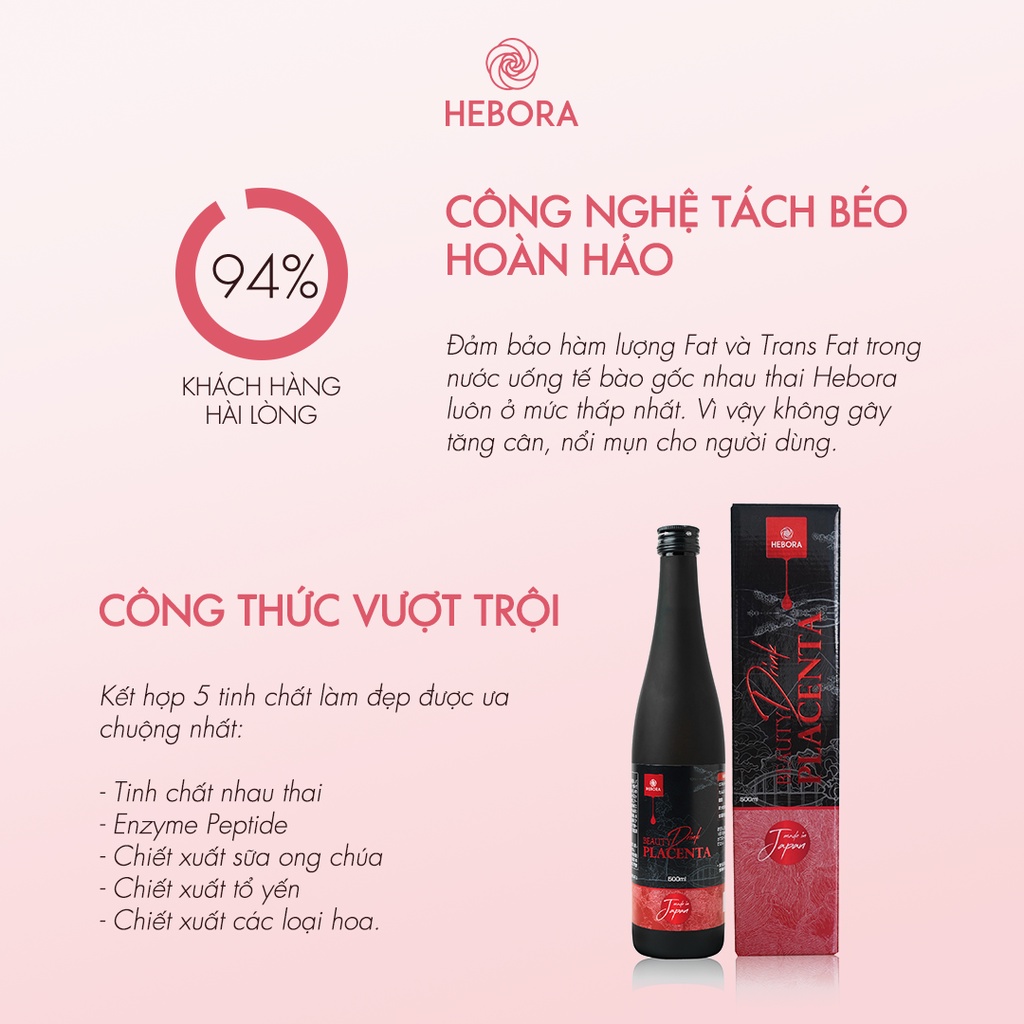 [Hebora Chính Hãng] Nước uống Hebora Placenta Nhật Bản chính hãng 500ml/chai.