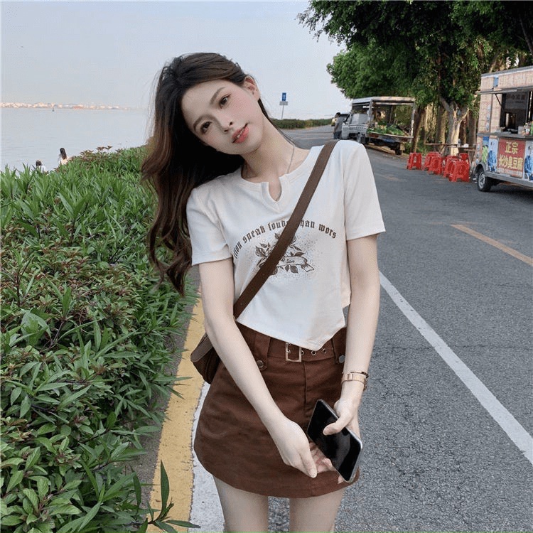 Áo Croptop Nữ Trơn Tay Ngắn Dáng Ôm In Hoa Hồng Phong Cách Trẻ Trung NEW UNISEX