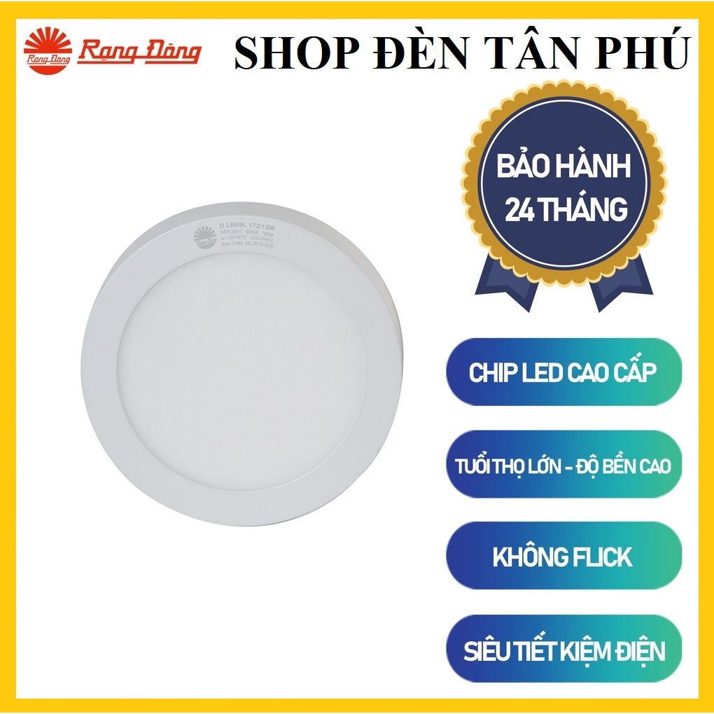 Đèn LED ốp nổi trần tròn D LN09, vuông LN08 Rạng Đông 12W, 18W, 24W ÁNH SÁNG TRẮNG