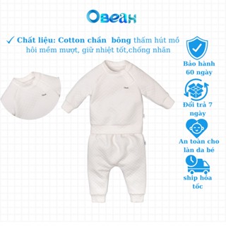 bộ trần bông cho bé OBEAH màu trắng chất liệu cotton trần bông Fullsize 59