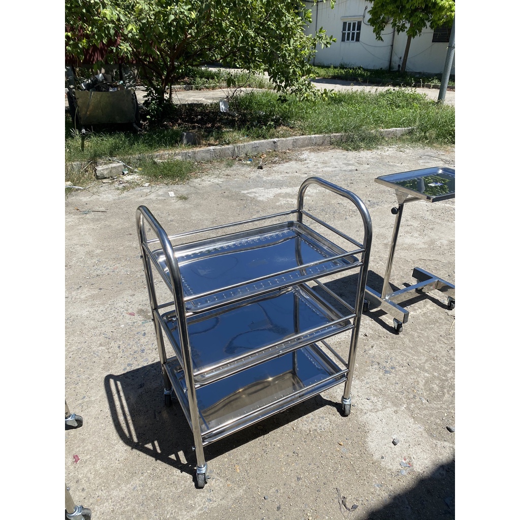 Xe đẩy 3 tầng   INOX THƯỜNG