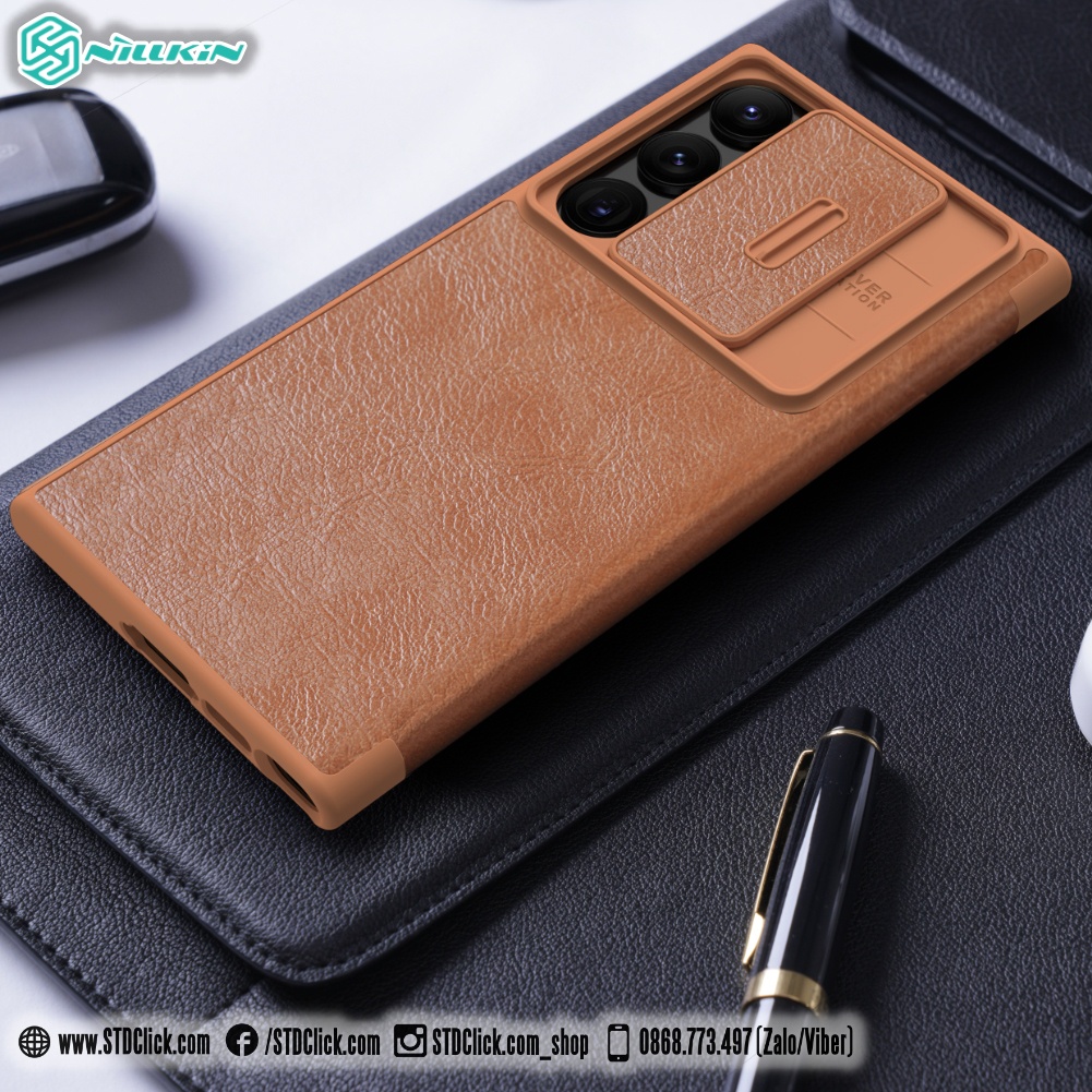 BAO DA SAMSUNG GALAXY S23 ULTRA 5G NILLKIN QIN PRO BẢO VỆ CAMERA CHÍNH HÃNG