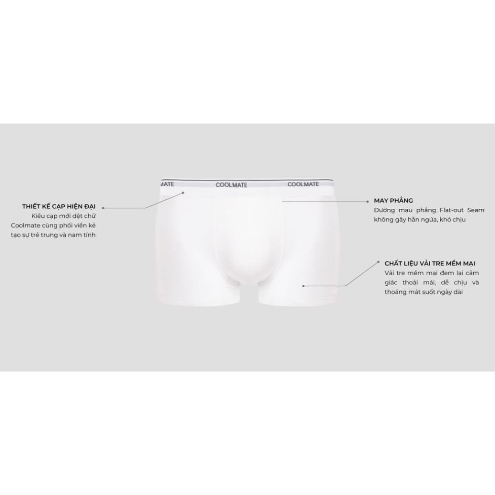 Combo 3 quần lót nam Trunk Bamboo S2 kháng khuẩn màu trắng thương hiệu Coolmate sale