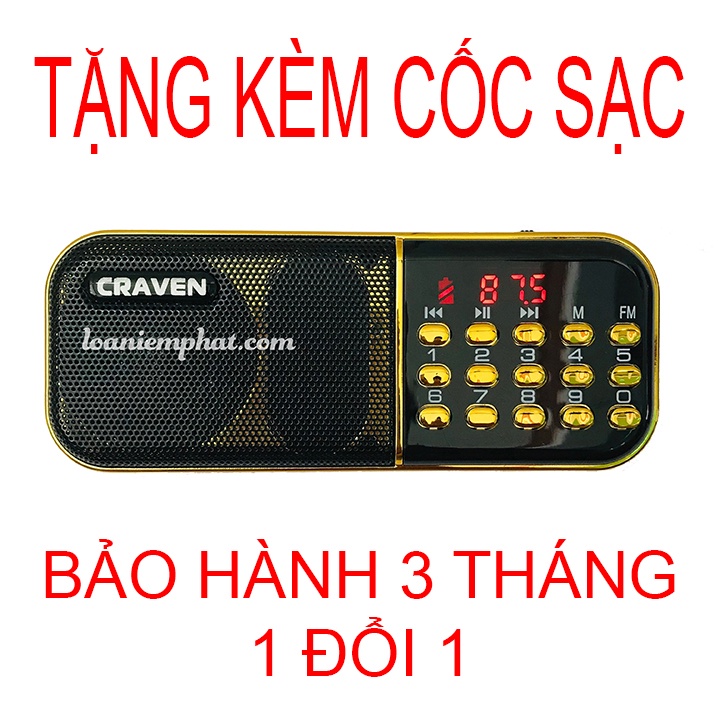 Loa radio, loa nghe kinh, loa nghe nhạc mp3, loa pháp CRAVEN CR-25A nhỏ gọn, pin lâu
