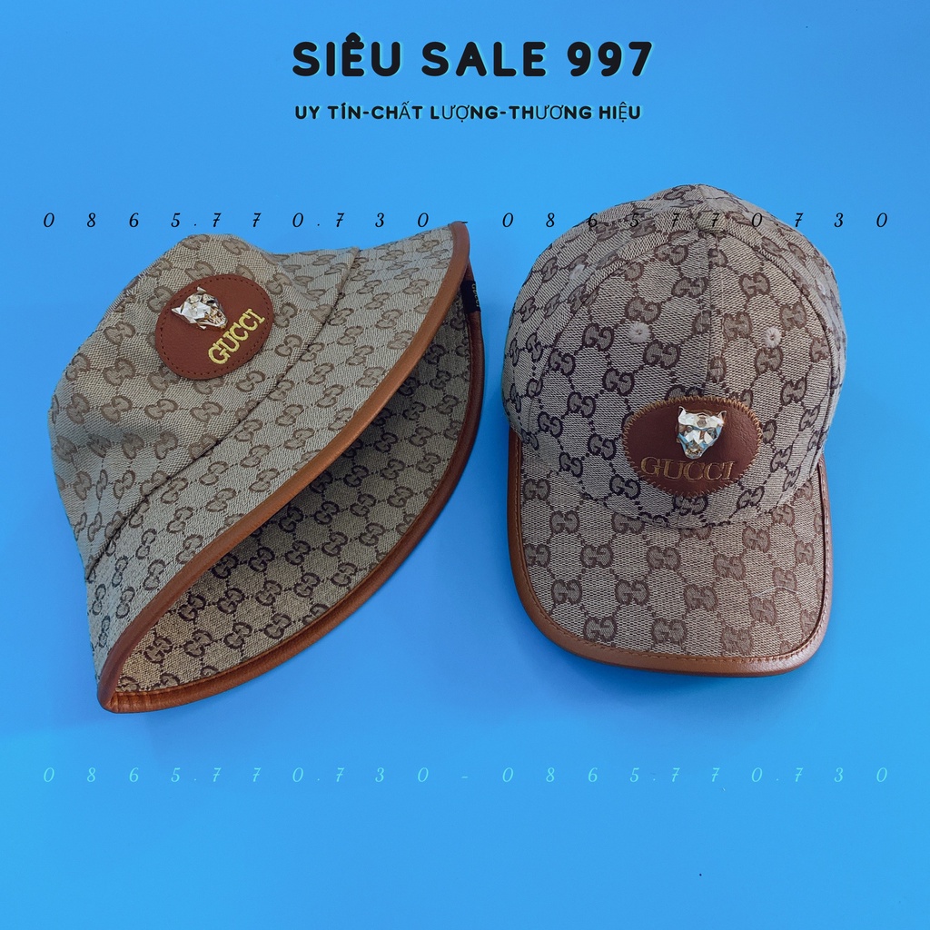 MŨ LƯỠI TRAI GC ĐẦU KIM LOẠI VIỀN DA CAO CẤP, MŨ BUCKET THỜI TRANG HOT 2023 FULL TEM MÁC HIIỆU