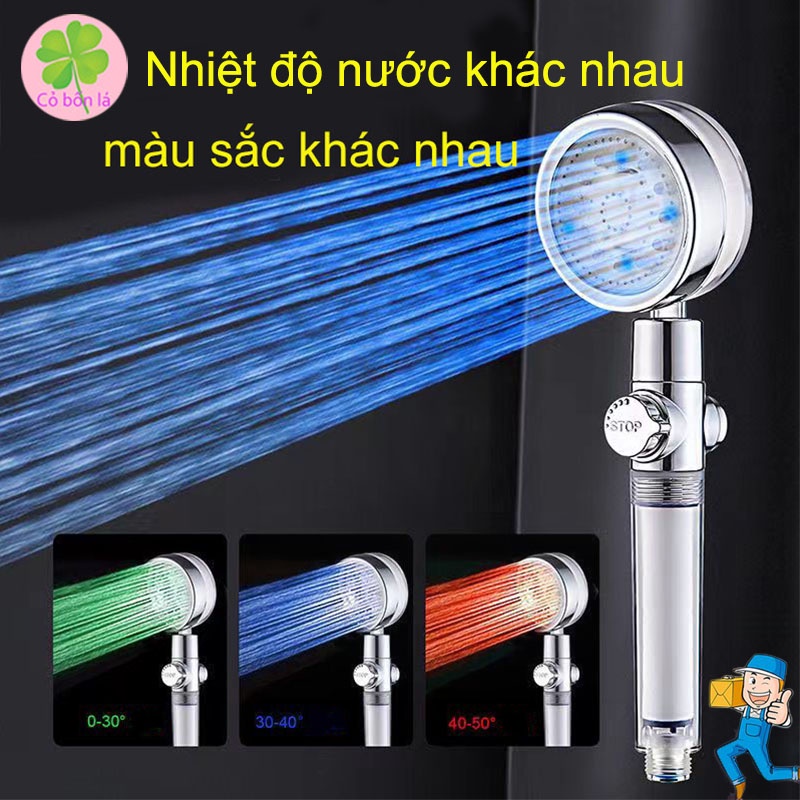 Vòi Hoa Sen Áp Suất Cao - Vòi Sen Điều Chỉnh Đổi Màu Theo Nhiệt Độ Phù Hợp, Lọc Nhiều Tầng, Tăng Áp Lực Mạnh Cao Cấp