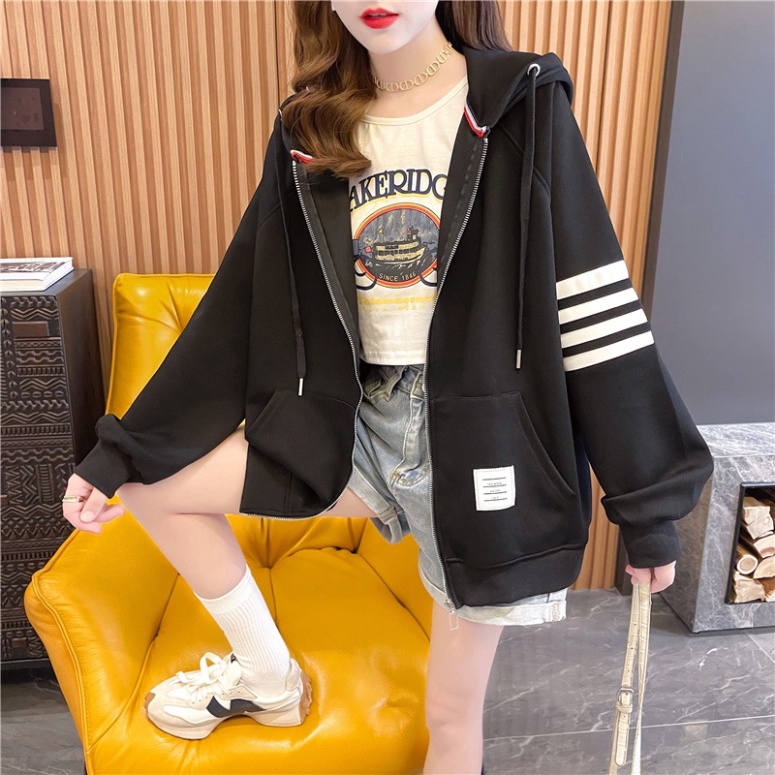Áo khoác hoodie cardigan có khóa HDK83 phối viền tay 3 màu, Áo nỉ Thu Đông hot trend tiên tiến nhất 2023_A06 | BigBuy360 - bigbuy360.vn