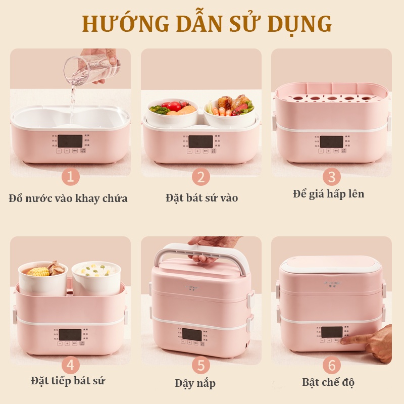 Hộp Cơm Cắm Điện Văn Phòng Peskoe 4 Bát Sứ Cao Cấp-Hộp Cơm Văn Phòng PESKOE Đa Chức Năng Màn Hình Cảm Ứng Tự Động Giữ Ấm