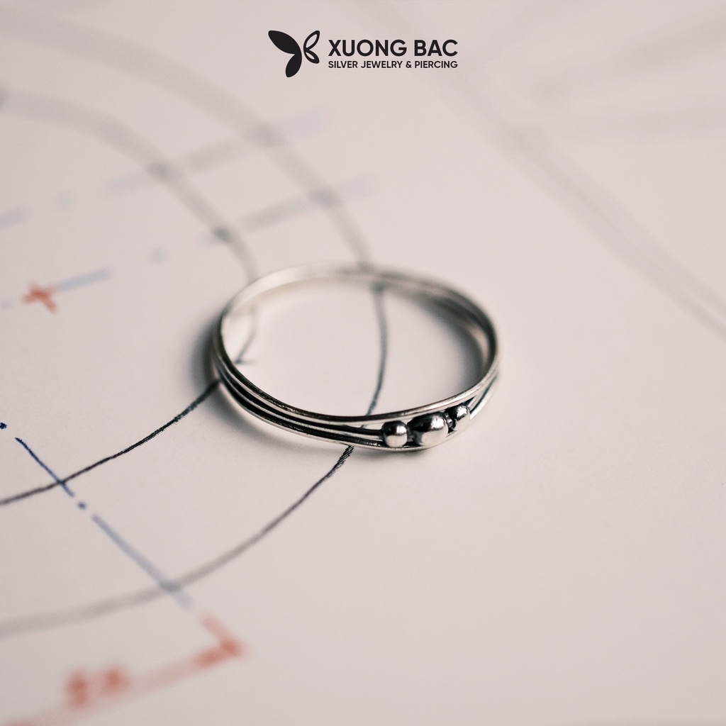 Nhẫn bạc ba bi nổi Thái Xưởng Bạc, nhẫn đeo tay nam nữ họa tiết Thái bạc 925 cao cấp, nhẫn đôi unisex N3BT170