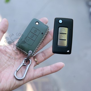 Bao da chìa gập Mitsubishi chìa chế, chìa độ handmade da thật C012
