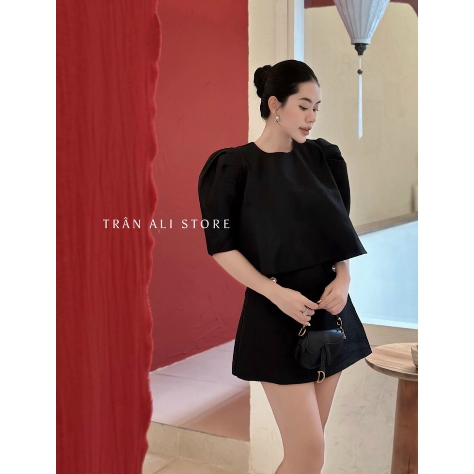 sét bộ cv túi trước phối áo kiểu cổ tròn ngắn tay hot