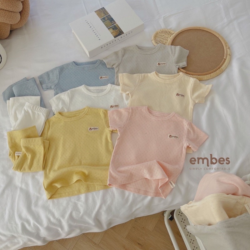 Bộ quần áo cộc tay cho bé trai bé gái, đồ bộ cotton thông hơi mùa hè mặc ở nhà