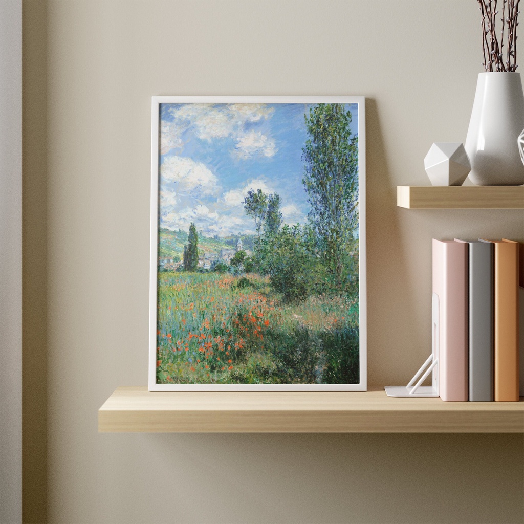 Tranh treo tường, Vintage Spring Landscape Painting Wall Art Spring Landscape Oil Painting Antique Wildflower.