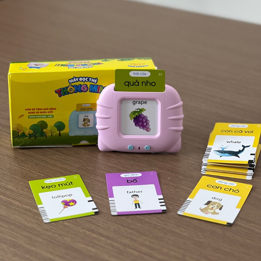 Máy Đọc Thẻ Chính Hãng Flashcard Anh-Việt 3 Chế Độ Đọc: Song Ngữ Anh-Việt, Tiếng Việt, Tiếng Anh Kèm Phát Nhạc