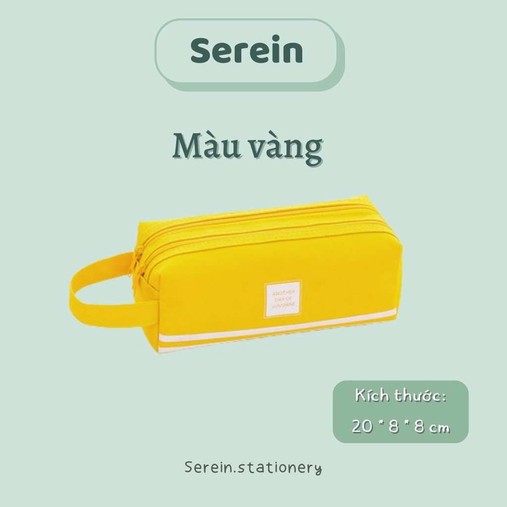 SALE 40%, SỈ RẺ Túi đựng bút vải canvas SEREIN hộp bút to 2 ngăn nhiều màu pastel văn phòng phẩm phong cách Hàn Quốc