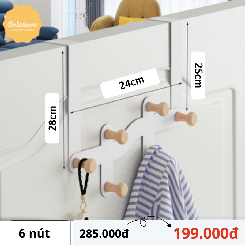 Giá treo Dola Home mốc cửa, móc vách ngăn để túi xách, quần áo, tai nghe kim loại sơn cao cấp