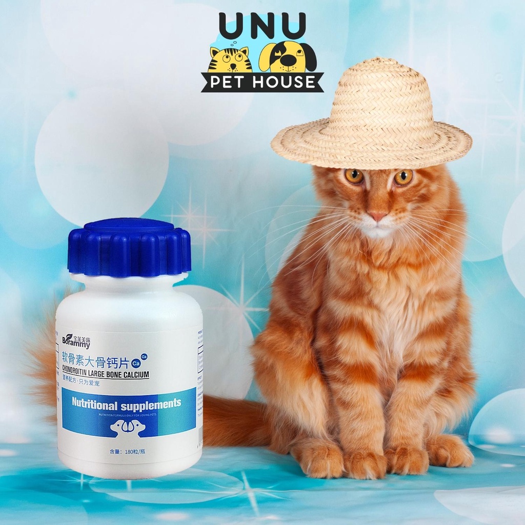 Canxi cho chó BORAMMY bổ sung canxi cho chó bầu, chó con, canxi cho mèo, lọ 180 viên - UNU Pet House
