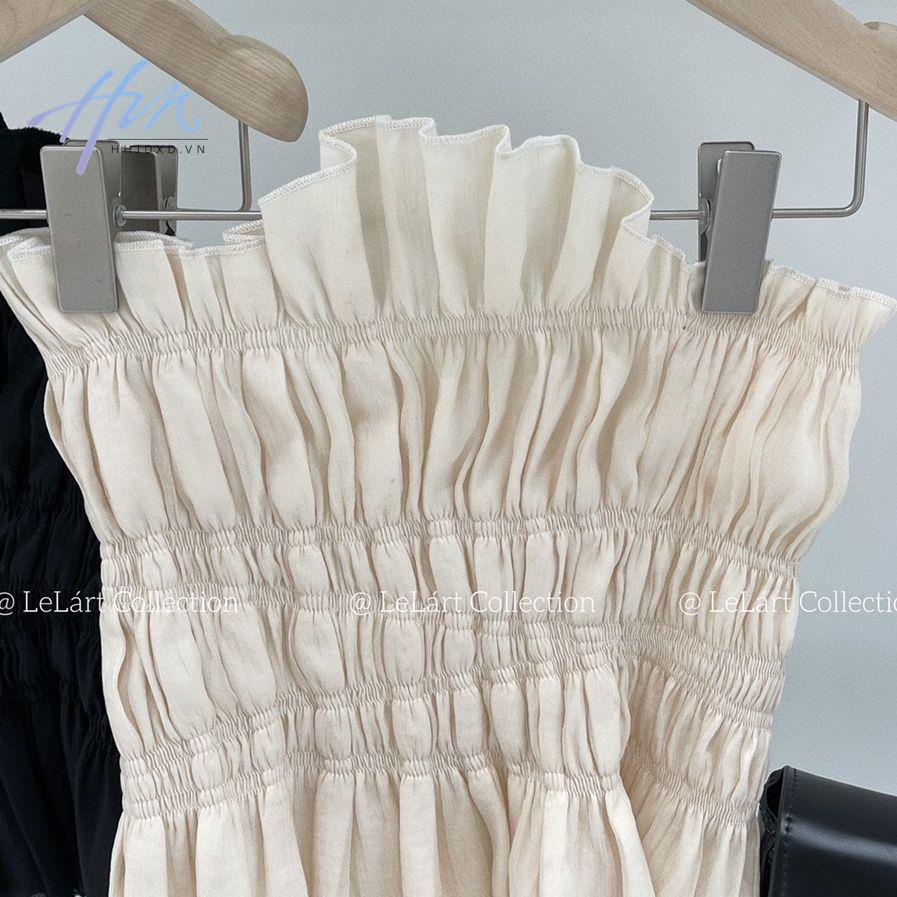 Lelart Áo Ống Xếp Ly Ôm Dáng Vừa Vặn Phong Cách Mùa Hè Pháp 2022 Mới Mẻ Dễ Phối Đồ Cho Nữ