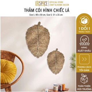 Thảm cói hình chiếc lá URSPACE treo tường decor trang trí, lót đĩa bàn ăn
