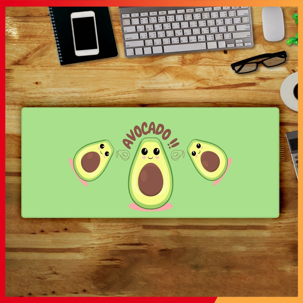 Lót chuột - Bàn di chuột 30x80cm, 40x90cm In quả bơ cute, Cao su tự nhiên loại tốt