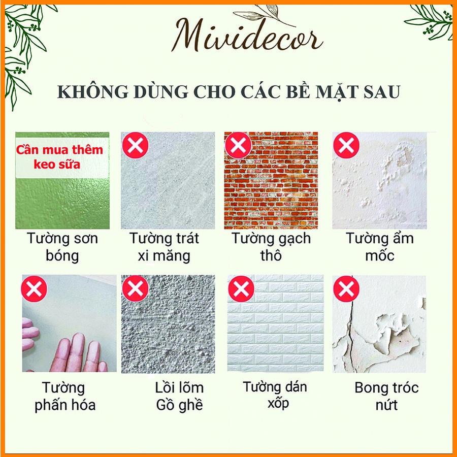 Tranh dán tường phòng ngủ decor dán tường MIVIDECOR tranh 3d dán tường tranh decor phòng khách cây xanh