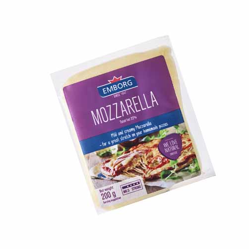 Phô mai Mozzarella hiệu Emborg – gói 200g. Date 7/2023